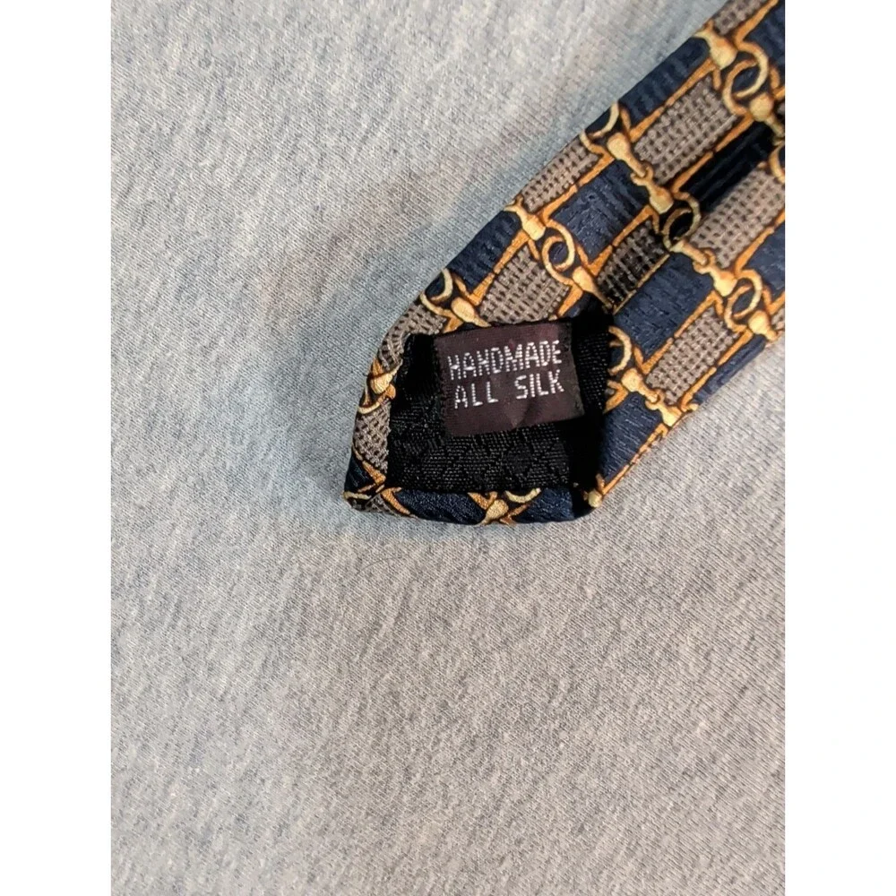 Raphael Handmade  Silk Tie Made In Milano Rome 3.75 Wide 58.5 Long Gold Accent